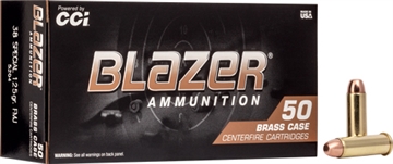 Picture of Blazer Ammunition Blazer Brass, 38 Special, 125 Grain, Full Metal Jacket, 50 Round Box 07668309 5204