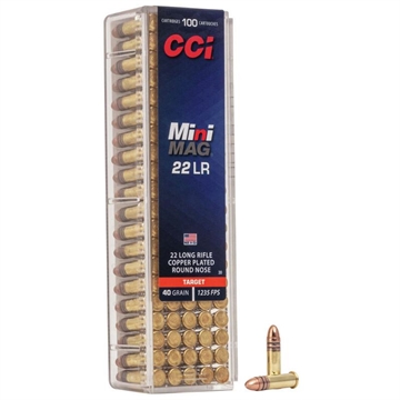 Picture of CCI Target Mini-Mag Rimfire Ammunition .22 LR 40 gr CPRN 1235 fps 5000/ct Case (50 Boxes) 0030CASE