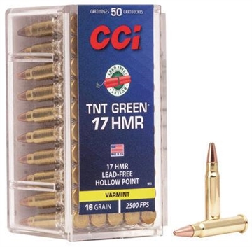 Picture of CCI TNT Green Rimfire Ammunition .17 HMR 16 gr HP 2500 fps 2000/ct Case (40-50/ct Boxes) 951CASE