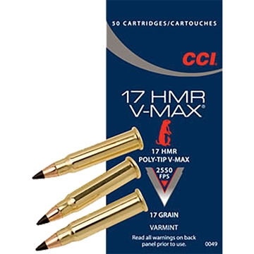 Picture of CCI CCI Varmint Rimfire Ammo 17 HMR 17 gr. V-Max Polymer Tip 50 rd. 0049