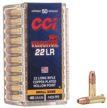 Picture of CCI Velocitor HP Rimfire Ammunition .22 LR 40 gr CPHP 1435 fps 5000/ct Case (100-50/ct Boxes) 47CASE