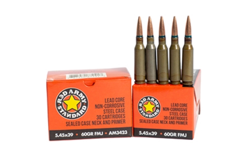 Picture of Century Arms Steel Case, 5.45X39, 60 Grain, Full Metal Jacket, Lead Core, Steel Case, 30 Round Box AM3423