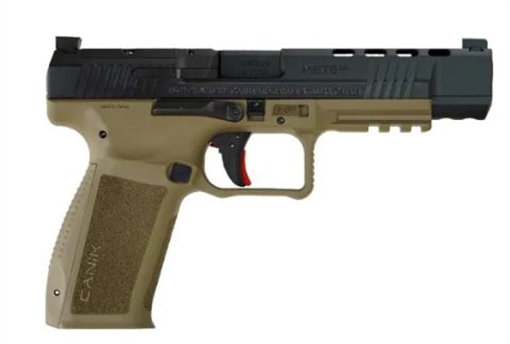 Picture of Canik Mete SFx 9mm Luger 10+1 5.20" Black Nitride Match Grade Barrel, Black Optic Ready/Serrated Steel Slide, Flat Dark Earth Polymer Frame w/Picatinny Rail, Aggressive Texture Grip HG6651N