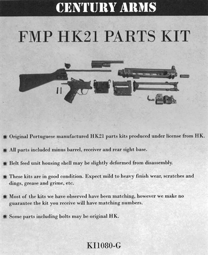 Picture of CENTURY ARMS FMP HK21 PARTS KIT KI1080G