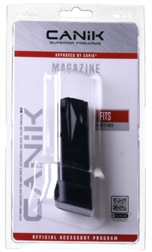 Picture of CANIK MC9 Magazine, 9MM, 15 Rounds, Fits Canik MC9, Matte Finish, Black, Includes Black Grip Extension MA2278