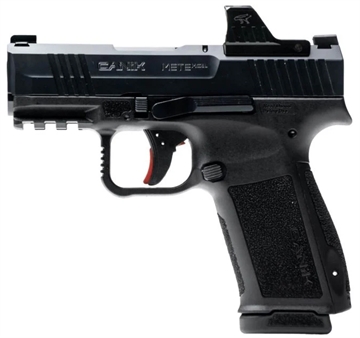 Picture of CANIK METE MC9L, Semi-automatic, Striker Fired, Polymer Frame Pistol, Compact, 9MM, 3.18" Barrel, Nitride Finish, Black, Optic Ready, White Dot Front Sight, Blackout Rear Sight, 2 Magazines, 17 Rounds, Includes MeCANiK MO1 Red Dot Optic, Custom Holster HG7882V-N HG7882VN