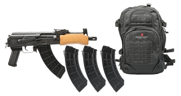 Picture of Century Arms MINI DRACO 7.62X39 BLACK PKG AWS BACKPACK 4 MAGAZINES HG2137BP-N