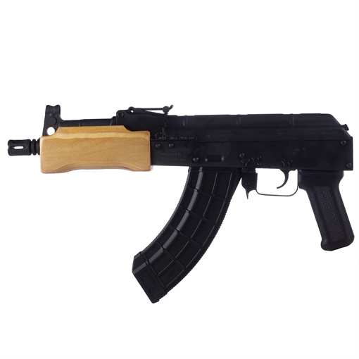 Picture of Century Arms Mini Draco, Semi-automatic, Metal Frame Pistol, 762X39, 7.75" Barrel, Threaded 14x1LH, Steel, Anodized Finish, Black, Polymer Grip, Hardwood Handguard, 30 Rounds, 1 Magazine HG2137-N HG2137N