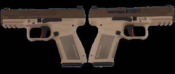 Picture of CANIK METE SF 9MM PORTED BARREL TWO TONE TAN PSTL 4.19 BRL 1-15RD MAG HG-METESFPORT2TT