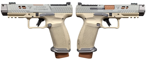 Picture of CANIK TTI COMBAT SUGA BEAR CHAMPAGNE/TUNGSTEN 9MM PISTOL 4.6" 2-18RD HG7854-HB
