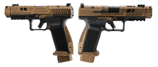 Picture of CANIK TTI COMBAT TOPO ENGRAVED BRONZE/BLK 9MM PISTOL 4.6" 2-18RD HG7854-TOPO
