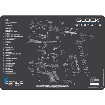 Picture of Cerus Gear 12x17 Glock 42-43 Schematic ProMat - Gray HM-GLK-42-SCH-GRY