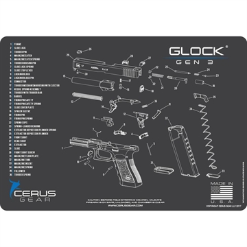 Picture of Cerus Gear 12x17 Glock Gen3 Schematic ProMat - Gray HM-GLK-G3-SCH-GRY