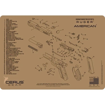 Picture of Cerus Gear Ruger American Handgun Schematic Cleaning Mat 12x17 Coyote Brown HM-RUG-AMER-SCH-COY
