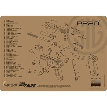 Picture of Cerus Gear Sig 220 Handgun Schematic Cleaning Mat 12x17 Coyote Brown HM-SIG-S220-SCH-COY