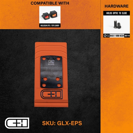 Picture of C&H Precision V4, Optic Mounting Plate, Fits Glock 43x/48 MOS to Holosun EPS/EPS Carry, Anodized Finish, Black, Includes Mounting Hardware GLX-EPS GLXEPS