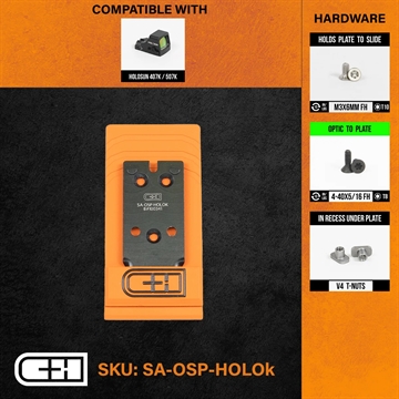 Picture of C&H Precision XD OSP, Optic Mounting Plate, Fits Springfield Armory XDM to Holosun 407K/507K, Anodized Finish, Black SA-OSP-HOLOk