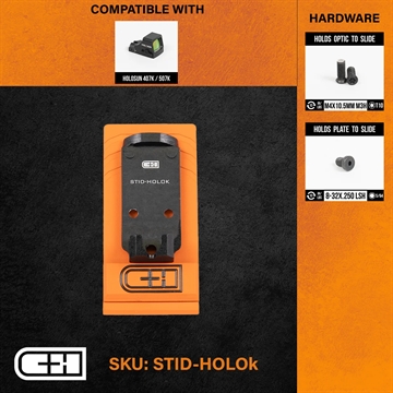 Picture of C&H Precision V4, Optic Mounting Plate, For Staccato Duo to Holosun 407K/507K, Anodized Finish, Black STID-HOLOK