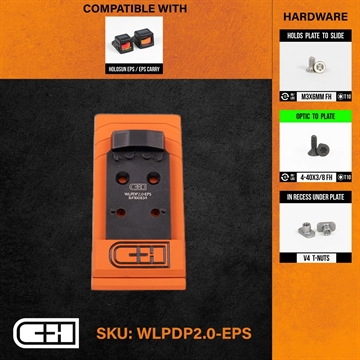 Picture of C&H Precision V4, Optic Mounting Plate, Fits Walther PDP 2.0 to Holosun EPS/EPS Carry, Anodized Finish, Black WLPDP2.0-EPS