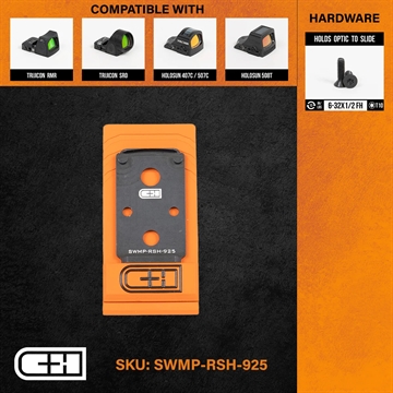 Picture of C&H Precision Optics Adapter Plate - S&W M1.0 CORE to Trijicon RMR/SRO/Holosun 407C/507C/508C/508T SWMP-RSH-925