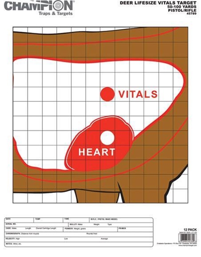 Picture of Champion Animal Paper Targets Deer Vitals 12/Pack 45789
