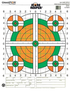 Picture of Champion Scorekeeper Targets Fluorescent Orange & Green Bull - 100 yd. Rifle Sight-In 100/Pack 45731