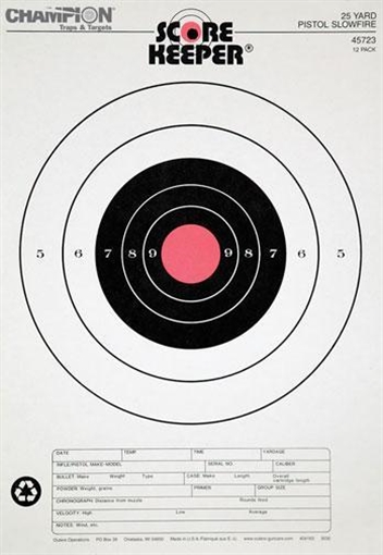 Picture of Champion Scorekeeper Targets Fluorescent Orange Bull - 25 yd. Pistol Slow Fire 100/Pack 45753