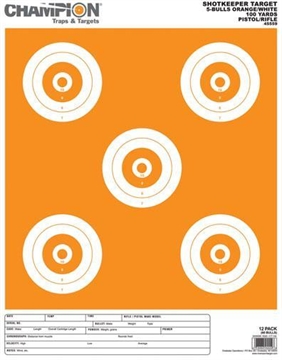 Picture of Champion Shotkeeper Targets White & Orange 5 Bull Large 12/Pack 45559