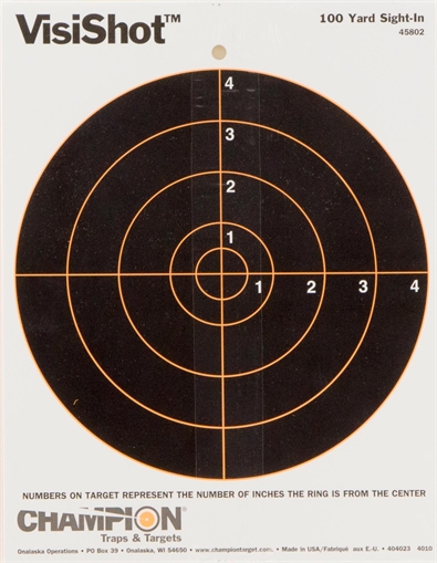 Picture of Champion Targets VisiShot Hanging Paper Black/White 8" Bullseye 10 Pack 45802