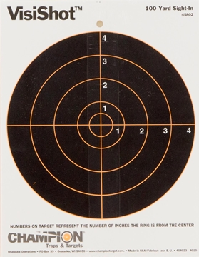 Picture of Champion Targets VisiShot Hanging Paper Black/White 8" Bullseye 10 Pack 45802