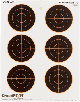 Picture of Champion Targets VisiShot Bullseye Paper Hanging 25 yds Small Bore Rifle 8.50" x 11" Black/White 10 Pack 45803