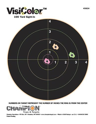 Picture of Champion Targets VisiColor Bullseye Paper Hanging Pistol/Rifle 8.50" x 11" Multi-Color Includes Pasters 10 Pack 45824