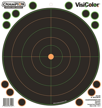 Picture of Champion Targets VisiColor Self-Adhesive Paper Black/White 8" Bullseye 5 Pack 46136