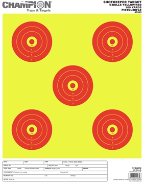 Picture of Champion Shotkeeper Targets Yellow & Red 5 Bull Large 12/Pack 45563