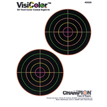 Picture of Champion Targets VisiColor 5" Double Bullseye Paper Self-Adhesive 8.50" x 11" Multi-Color 10 Pack 45826
