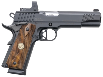 Picture of Charles Daly Superior 45 ACP 10+1 5" Stainless Steel Barrel, Black Serrated Steel Slide, Black Steel Frame w/Beavertail, Walnut Diamond Checkered Grip, ZeroTech Red Dot 440213