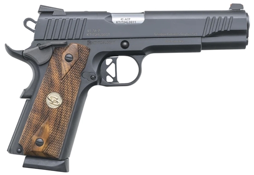 Picture of Charles Daly 1911 Superior, Semi-automatic, 1911, Metal Frame Pistol, Full Size, 45 ACP, 5" Barrel, Blued Finish, Black, Diamond Checkered Walnut Grips, Fiber Optic Sights with RMS Footplate, Manual Safety, 8 Rounds, 2 Magazines 440.211 440211