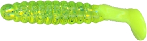 Picture of CHARLIE BREWER SLIDER CRAPPIE GRUB 1.5" BLK/GLOW TAIL 15BG CSGFGLO