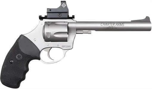 Picture of Charter Arms Mastiff Target Large Frame 9mm Luger 5rd, 6" Stainless Steel Barrel, Cylinder & Frame, Sightmark Micro Optic, Picatinny Rail, Black Rubber Grip, Exposed Hammer 79965