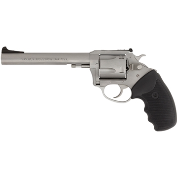 Picture of Charter Arms Bulldog Target Large 44 Special, 5 Shot 6" Matte Stainless Steel Barrel, Cylinder & Frame w/Black Finger Grooved Rubber Grip 74460