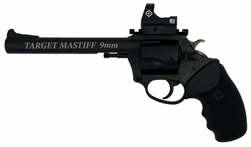 Picture of Charter Arms Mastiff Target Large Frame 44 Special 5 Shot, 6" Black Nitride Stainless Steel Barrel, Cylinder & Frame, Black Rubber Grip, Sightmark Micro Optic, Exposed Hammer 64465