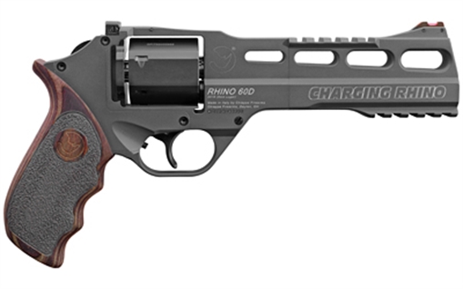 Picture of Chiappa Firearms Charging Rhino, Gen II, Revolver, Double Action Only, 9MM, 6" Barrel, Aluminum, Black Slate Cerakote Finish, Laminate Grips, Fiber Optic Front Sight, Adjustable Rear Sight, 6 Rounds 340.314 340314