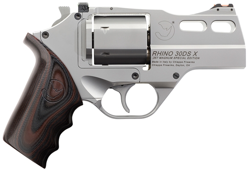 Picture of Chiappa Firearms Rhino 30DS-X Special Edition 357 Mag 6rd 3" Stainless Steel Barrel, Cylinder, Frame & Barrel Shroud, Matte Finish, Finger Grooved Black/Red G10 Grip 340308