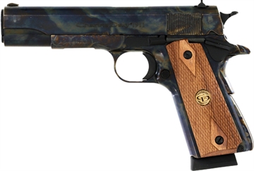 Picture of Charles Daly 1911 Field, Semi-automatic, 1911, Metal Frame Pistol, Full Size, 45 ACP, 5" Barrel, Case Hardened Finish, Diamond Checkered Walnut Grips, Fixed Sights, Manual Safety, 8 Rounds, 2 Magazines 440.178