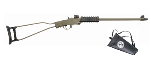 Picture of Chiappa Firearms Little Badger Single Shot, 22LR, 16.5" Threaded Barrel, 1/2x28, Cerakote Finish, Olive Drab Green, Wire Stock, Picatinny Forend, 1 Round 500.266 500266