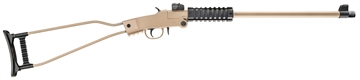 Picture of Chiappa Firearms Little Badger, Single Shot, Rifle, 22 LR, 16.5" Barrel, Threaded Barrel, 1/2x24, Cerakote Finish, Desert Sand, Wire Stock with Shell Holder, Adjustable Sights, 1 Round, Includes Backpack, Ambidextrous 500.255 500255
