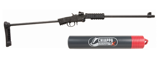 Picture of Chiappa Firearms Little Badger Xtreme Full Size 22 LR 1 Shot, 16.50" Black Steel Threaded Barrel, Black Quad Picatinny Receiver, Black Folding Steel Rod Stock, Right Hand 500265