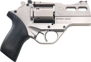 Picture of Chiappa Firearms Rhino 30SAR *CA Compliant Small Frame 357 Mag 6 Shot, 3" Nickel-Plated Steel Vent Rib Barrel & Cylinder, Nickel-Plated Aluminum Frame, Black Rubber Grip, Concealed Hammer CF340290