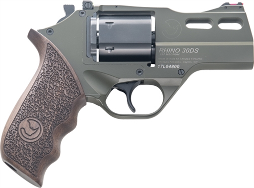 Picture of Chiappa Firearms Rhino 30SAR *CA Compliant Small Frame 357 Mag 6 Shot, 3" Green Cerakote Steel Barrel, Blued Steel Cylinder, Green Cerakote Aluminum Frame, Walnut Grip, Exposed Hammer CF340285