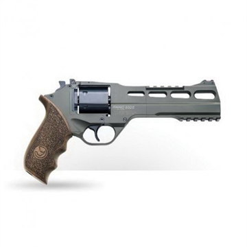 Picture of Chiappa Firearms Rhino 60DS Revolver, Double Action/Single Action, 357 Magnum, 6" Barrel, Alloy, Olive Drab Green, Walnut Grips, Fiber Optic Front Sight, Adjustable Rear Sight, 6 Rounds, 3 Moon Clips 340.282